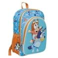 Fast Forward Bluey & Bingo 16" Backpack with 3D Character Print & Bluey Keychain - Kids School Bag with Front Pocket & Mesh Side Pockets