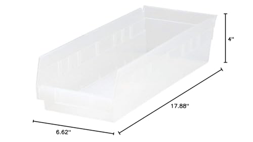 Quantum Storage Systems QSB104CL Economy Part Organizer Clear Bins 18" L x 7" W x 4" H 20 Pack
