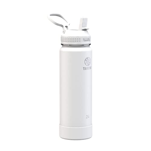 Takeya Actives Water Bottle with Straw Lid - Durable & Easy-Care Water Bottle with Stainless Steel Insulation - BPA-Free Lid with Carry Handle