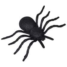 Halloween Plastic Glitter Spider - Black - 9 Inch - 2 Pack
