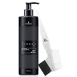 Chroma ID Bonding Color Mask Off Black 16.9oz and M Hair Designs Tint Brush/Comb (Bundle 2 items)