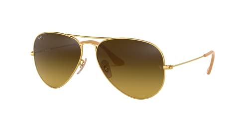 Ray-Ban RB3025 Aviator Large Metal Gradient Unisex Sunglasses Matte Gold Frame/Brown Gradient Lens