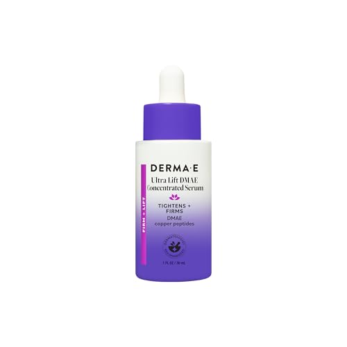DERMA E Ultra Lift DMAE Concentrated Serum - All Natural Skin Firming Serum - Hydrating Serum with Copper Peptides and Resveratrol - Concentrated