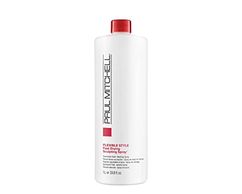 Paul Mitchell Fast Drying Sculpting Hairspray, Flexible Hold, Buildable Body + Shine, For All Hair Types, 33.8 fl oz