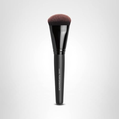 bareMinerals Luxe Performance Synthetic Face Brush for Flawless Coverage, Pair with Liquid or Pressed Powder Foundation, Vegan