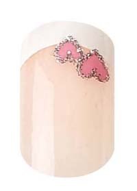 Party Nails, Pre Glued, False Nails, 12 (French Manicure with a Pink Heart)