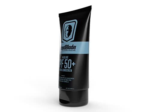 HeadBlade HeadLube SPF 50 Men's Lotion and Sunscreen - No Greasiness, Sweat Resistant, Formulated for Face, Body & Scalps - Water Resistant for 80