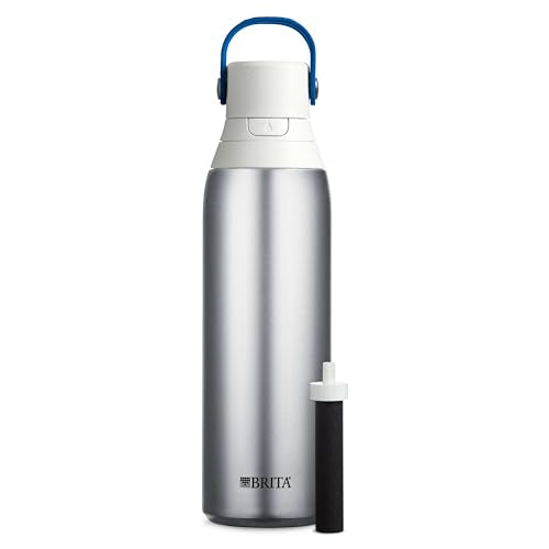Brita Stainless Steel Premium Filtering Water Bottle, BPA-Free, Reusable, Insulated, Replaces 300 Plastic Water Bottles, Filter Lasts 2 Months or 40