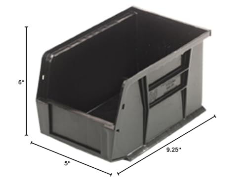 Quantum Storage Systems QUS221BR Ultra Stack & Hang Recycled Plastic Heavy Duty Part Organizer Black Bins 10" L x 6" W x 5" H 12 Pack