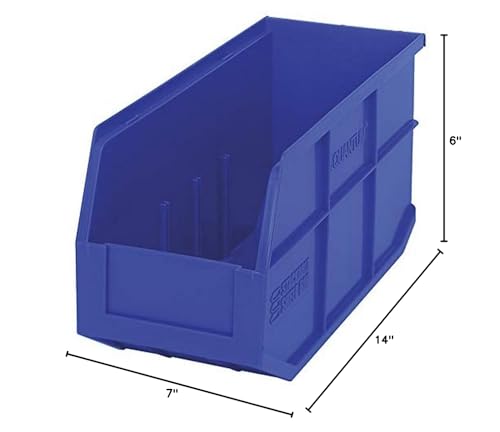 Quantum Storage K-SSB441BL-5 5-Pack Stackable Plastic Shelf Bin, 14" x 6" x 7", Blue