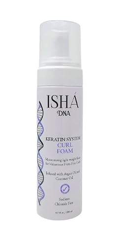ISHA DNA Keratin System Curl Mousse - Volumizing Curl Enhancer for Wavy or Frizz-Free Curls - Sulfate-Free with Argan and Coconut Oil