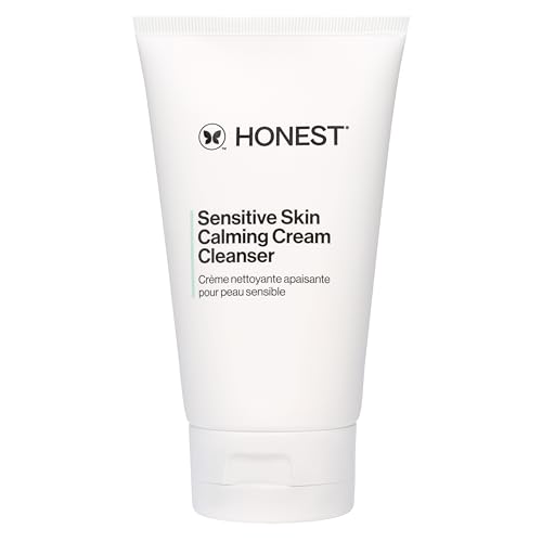Honest Beauty Sensitive Skin Calming Cream Cleanser | Gently Cleanses, Hydrates, + Calms Skin | Hypoallergenic, Fragrance Free, Vegan | 4 fl oz