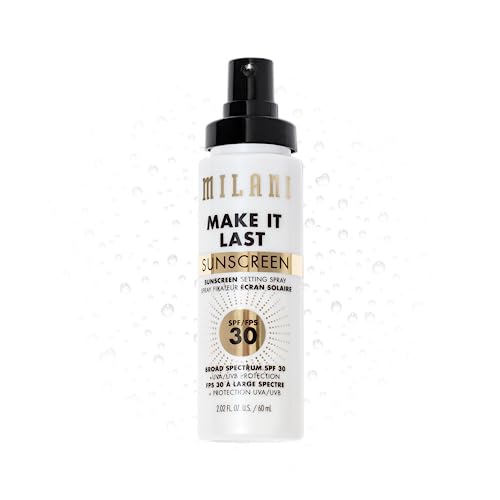 Milani Sunscreen Setting Spray + Primer, Make It Last Sunscreen for Face- SPF 30 UVA & UVB Protection Antioxidant Rich Formula for Broad Spectrum