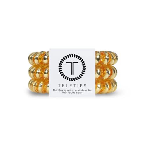 TELETIES - Large Spiral Hair Coils - Ponytail Holder Hair Ties for Women - Phone Cord Hair Ties - Strong Grip, No Rip, Water Resistant, No Crease - 3