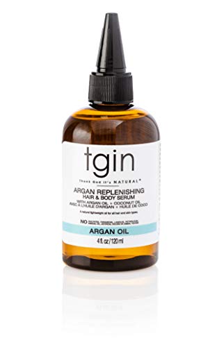 tgin Argan Replenishing Hair Serum - 4 Oz, Dry Hair, Moisturizing, Breakage Control, Paraben Free, Coconut Scent, Serum for Natural or Chemically