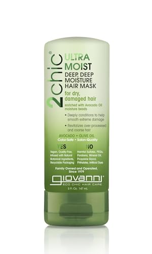 GIOVANNI 2chic Ultra-Moist Deep, Deep Moisture Hair Mask - Avocado & Olive Oil, Creamy Hydration Formula, Enriched with Aloe Vera, Shea Butter