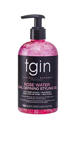 tgin Rose Water Curl Defining Styling Gel - Lightweight Hair Gel for Soft, Defined Curls - Curly Hair Products for Frizz Reduction & Volume Boost - No