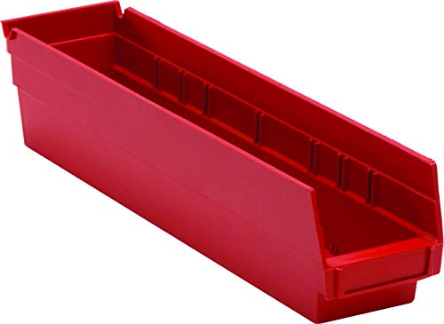 QUANTUM STORAGE SYSTEMS K-QSB103RD-10 10-Pack Plastic Shelf Bin Storage Containers, 17-7/8" x 4-1/8" x 4", Red