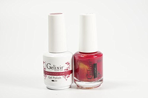 Gelixir Duo Matching Gel and Nail Polish, Made in USA. (054-Red Shimmer) Beauty & Personal Care Gelixir
