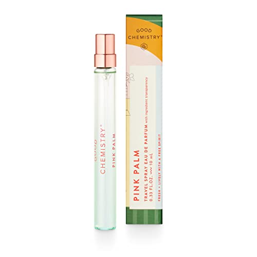 Good Chemistry Pink Palm Travel Spray 0.33 fl oz - Long-Lasting On-the-Go Perfume with Dragon Fruit, Magnolia, & Sugared Vanilla - Fresh, Clean