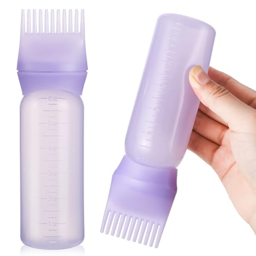 Pimoys 6Oz Root Comb Hair Dye Oil Applicator Bottles for Scalp, Purple Beauty and Personal Care Pimoys Default Title