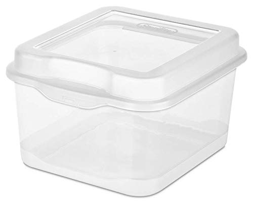 Sterilite 6-Pack Rectangular Large & 12-Pack Square Small FlipTop, Clear Plastic Storage Box with Hinged Lid - Stackable Multipurpose Organizer…