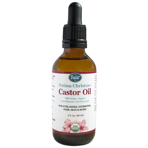 Baar Palma Christos Castor Oil, Organic, 100% Pure, Cold-Pressed, Hexane-Free Products. Helps with Conditions for Hair Growth for Eyebrows, Hair
