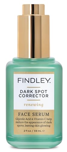 Findley Dark Spot Corrector Renewing Face Serum with Glycolic Acid & Vitamin C - Reduces Dark Spots & Signs of Aging | Hydrating (2 Fl Oz)