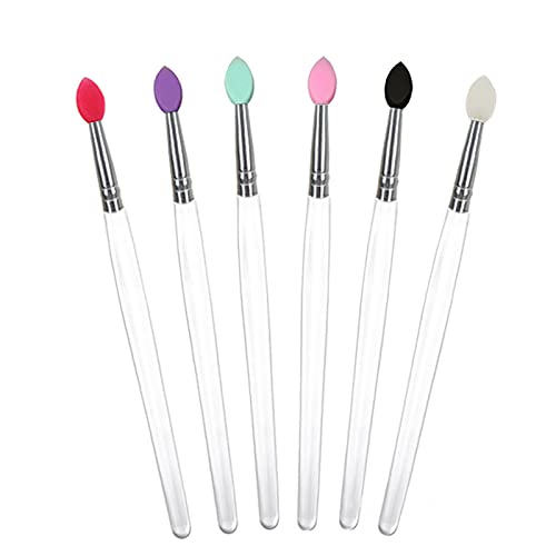 Silicone Eyeshadow Brushes Set, BYVUTE Colorful Heads Eyeliner Blending Professional Makeup Brush Set, 6 Essential Eye Makeup Brushes Kits, Eye Shadow