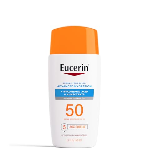 Eucerin Sun Advanced Hydration Ultra-Lightweight Face Sunscreen SPF 50 with Hyaluronic Acid & Humectants, Hydrating Sunscreen for Face, Non