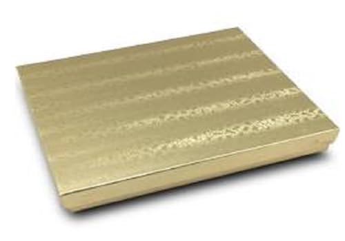 RJ Displays 6 Pack Gold Foil Cotton Filled Color Paper Jewelry Necklace Bracelets Watch gifts and Retail Boxes for Wedding, Anniversary, Engagement…