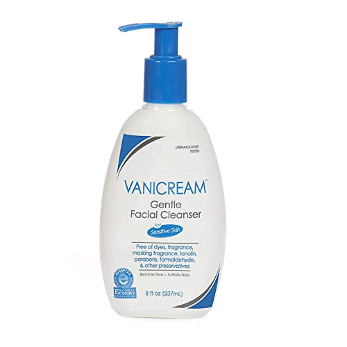 Vanicream Gentle Facial Cleanser for sensitive skin with pump dispenser - dye free, fragrance free, preservative free - oil free and non comedogenic