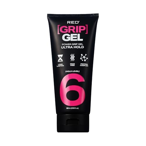 Red by Kiss Power Grip Gel - Long-Lasting Hold, Frizz-Free, High Shine, Protein Complex, Edge Control & Curl Definition (Ultra Hold, 5 oz)