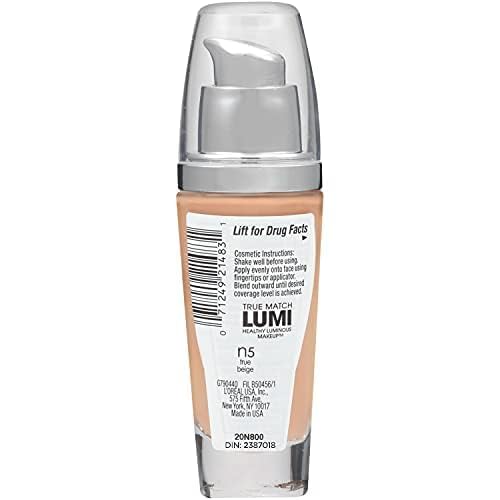 L'Oréal Paris True Match Lumi Healthy Luminous Makeup, N5 True Beige, 1 fl. oz.
