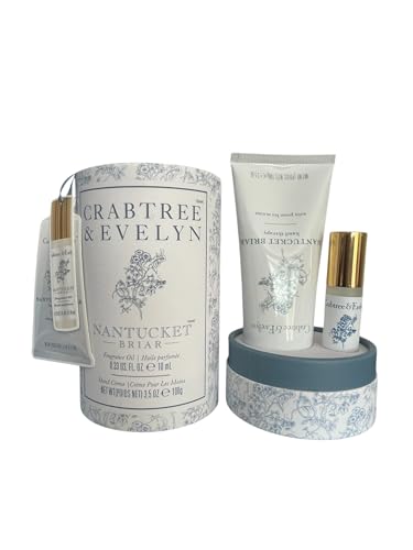 Crabtree & Evelyn Nantucket Briar Fragrance Oil Rollerball 0.33oz & Hand Creme 3.5oz Set