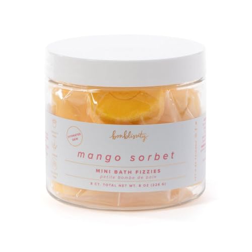 Bonblissity Mini Bath Bombs for Women, 8 pcs - Mango Sorbet Scented Fizzies, Multipurpose Moisturizing Bath Bomb, Shower Steamer, or Foot Soak, Home…