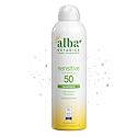 Alba Botanica Sensitive Sunscreen Spray for Face and Body, Fragrance-Free, Broad Spectrum SPF 50, Water Resistant, 5 fl. oz. Bottle
