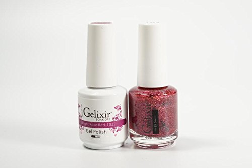 Gelixir Duo Matching Gel and Nail Polish, Made in USA. (102-Bright Rose Red) Beauty & Personal Care Gelixir