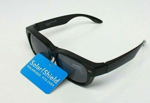 Solar Shield Dioptics Solar shield Fits over Sunglasses (FO-056) UnisexWay shape Black glossy frame,Smoke lenses 54 mm,Gray,SS FO-056