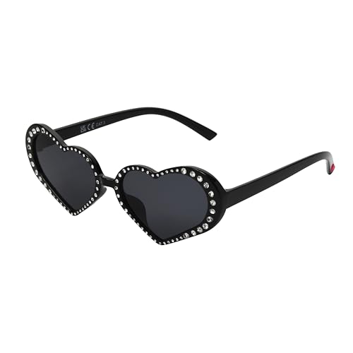 Betsey Johnson Women's Glam & Glitter Sunglasses Heart, Black, 56 mm