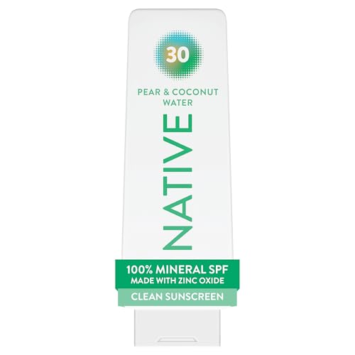 Native Mineral Sunscreen Lotion SPF 30, Pear & Coconut Water Scent, with 100% Mineral Zinc Oxide for Face & Body, Hawaii Compliant, Vegan, No White Beauty and Personal Care Native Default Title