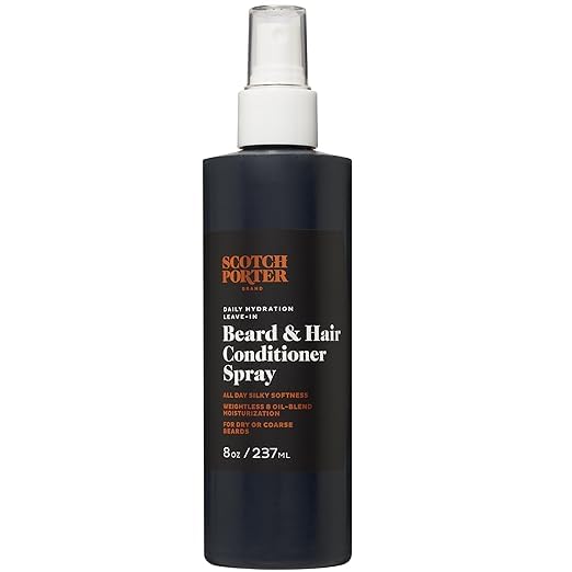 Scotch Porter Daily Hydration Conditioner Spray for Beard & Hair | Coconut, Avocado & More | 8oz Bottle with Pump