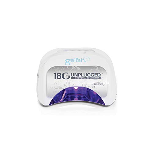 Gelish 18G Unplugged LED Light - Portable, Rechargeable, 36W, White & Silver, Intelligent Power Assist, Motion Sensors, Timer, Magnetic Tray