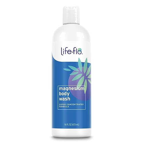 LIFE-FLO Magnesium Body Wash, Refreshing, Moisturizing Liquid Soap with Magnesium Chloride from the Zechstein Seabed, Peppermint Oil and Rosemary Oil
