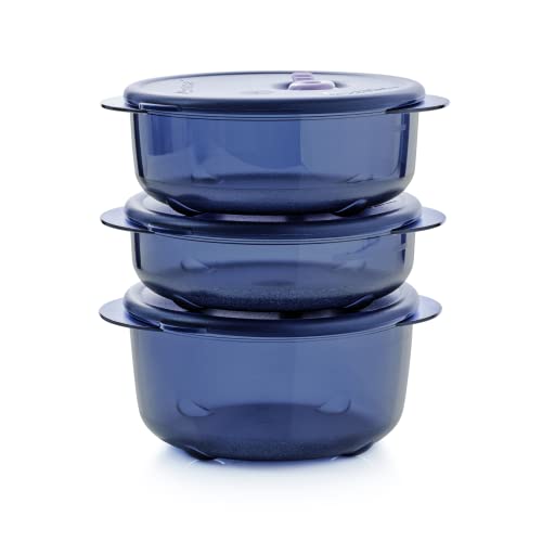 Tupperware Brand Vent ‘N Serve Container Set - 3 Small Round Containers to Prep, Freeze & Reheat Meals + Lids - Dishwasher, Microwave & Freezer Safe…