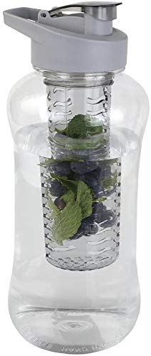 JOEY'Z Large (60 oz - Half Gallon) Fruit Infuser Water Bottle BPA Free for Travel, Workouts, Camping, Sports Bottle