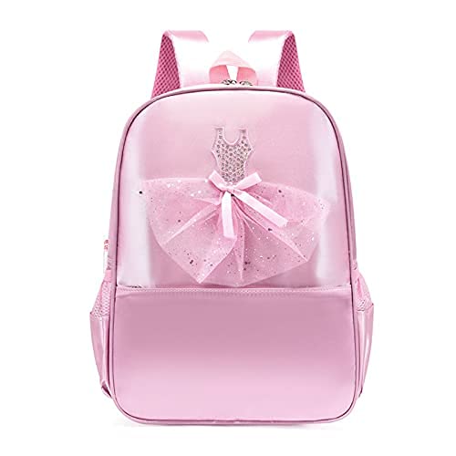 Girls Dance Bag Nylon Backpack Pink Ballet Little Girl Storage Bag, Sequin Decoration Children's School Bag