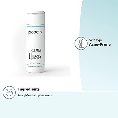 Proactiv Acne Cleanser - Benzoyl Peroxide Face Wash and Acne Treatment - Daily Facial Cleanser and Hyularonic Acid Moisturizer with Exfoliating Beads