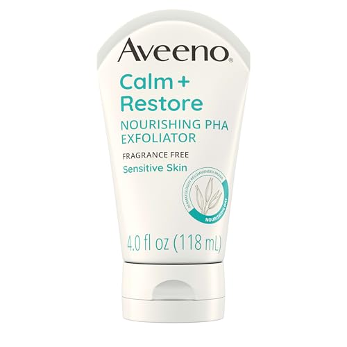 Aveeno Calm + Restore Nourishing PHA Facial Exfoliator Daily for Sensitive Skin, Fragrance-Free & Non-Abrasive Oat Formula to Gently Exfoliate
