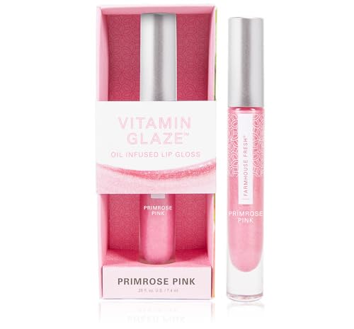 FarmHouse Fresh Vitamin Glaze Oil-Infused Lip Gloss - Primrose Pink Color, 0.25 oz.